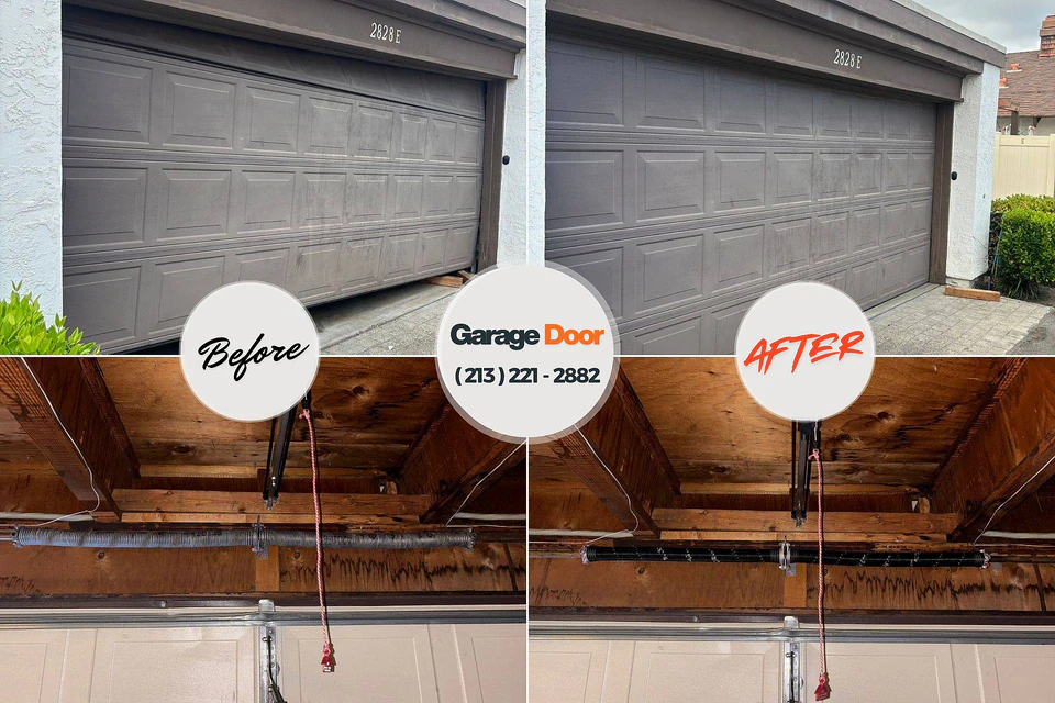 Before and after: garage door repair Twin Rivers, NJ